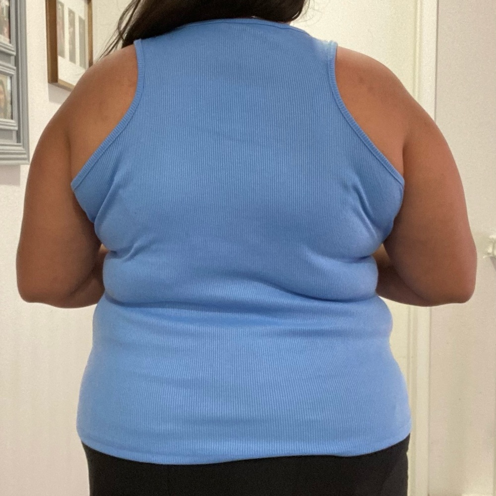Doublju Blue Tank Top with Buttons - Picture 2 of 7